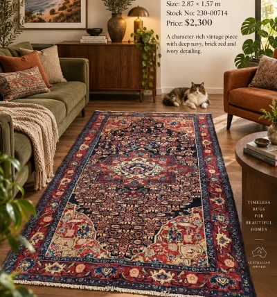 Handcrafted Persian Hamadan Vintage Rug  (2.87m x 1.57m)