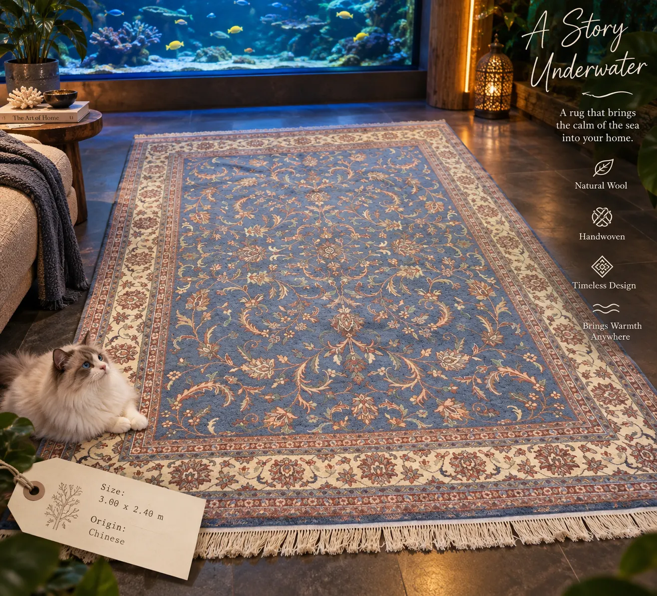 Handwoven Chinese Natural Wool Rug (3.00m x 2.40m)