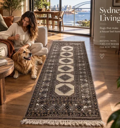 Handcrafted Natural Wool Runner Rug