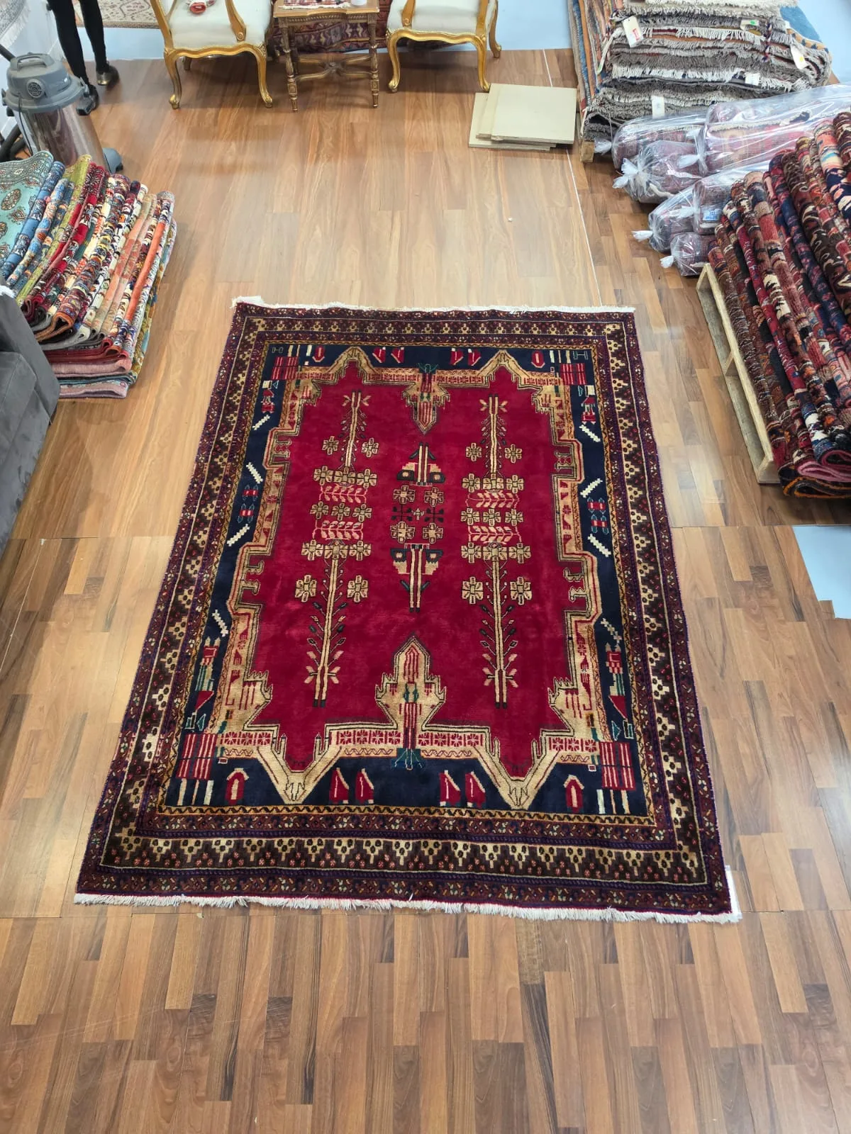 Handcrafted Persian Afshar Kohey Rug (255cm x 178cm) - Image 3