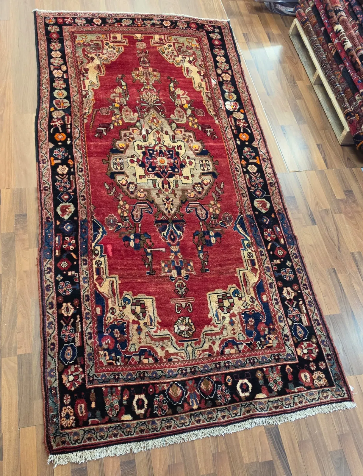 Handmade Persian Hamadan Rug (3.10m x 1.45m) - Image 4