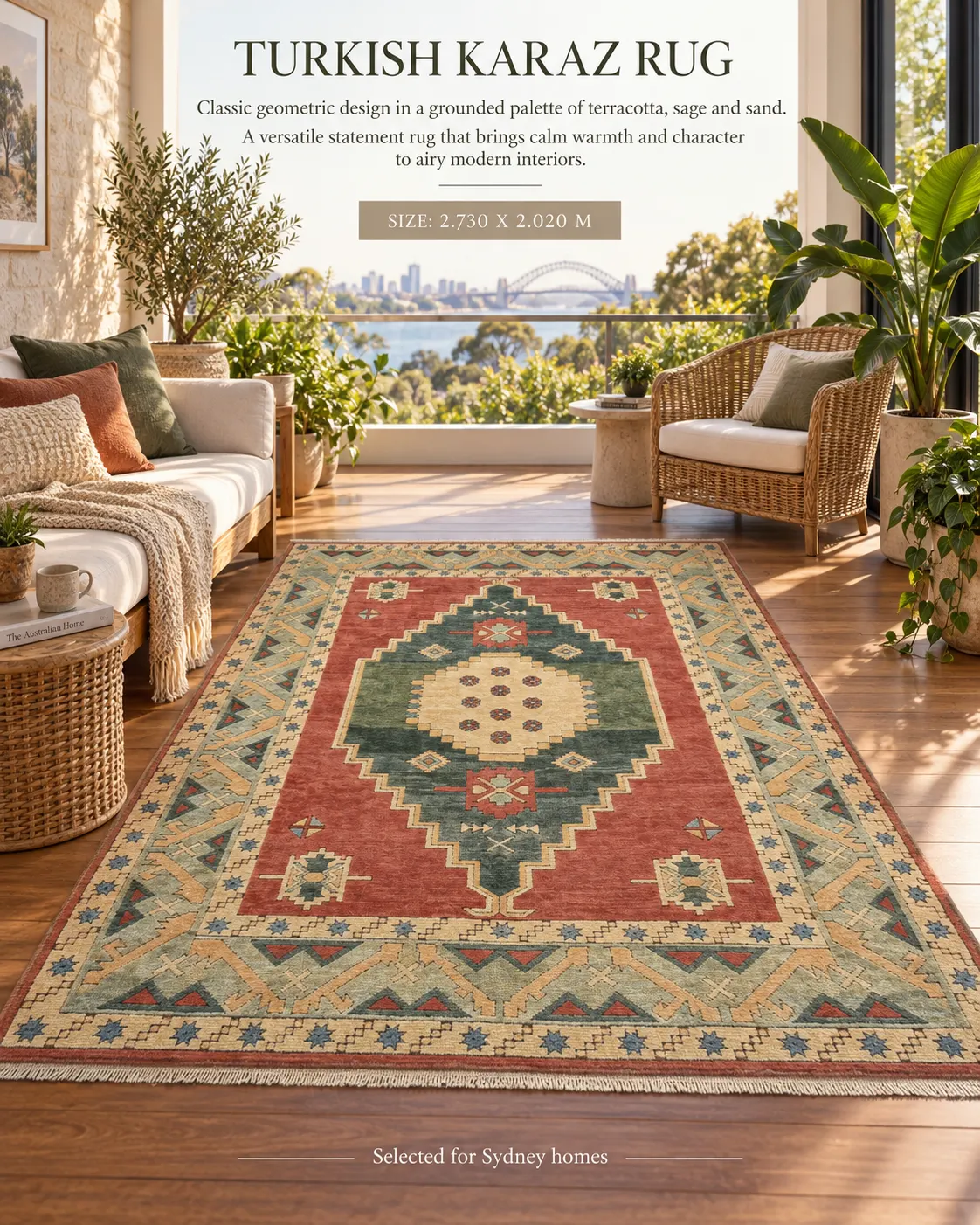 Authentic Turkish Karaz Rug (2.73m x 2.02m)